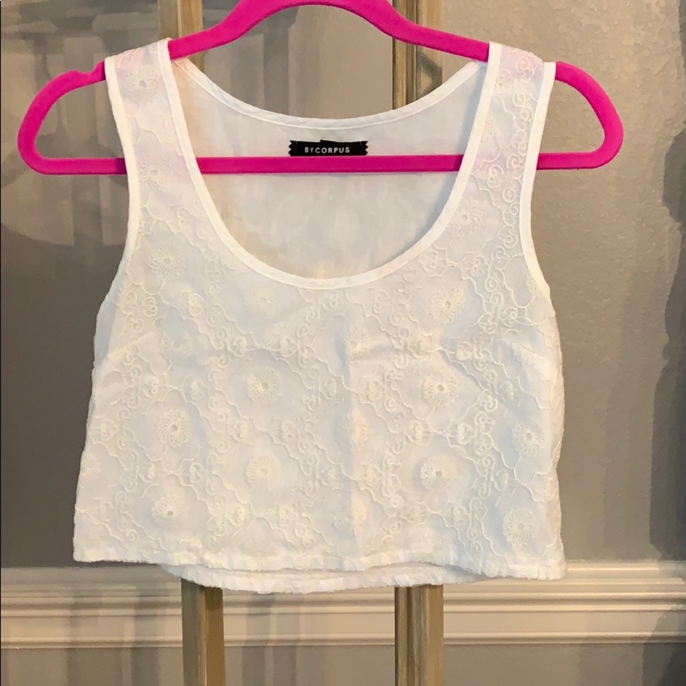 White lace crop top